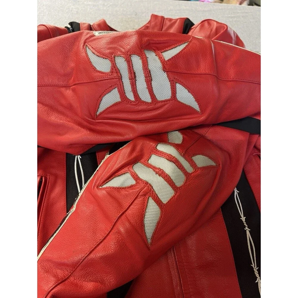 LBZ Motorcycle  Jacket Armored Red Leather Men’s XL Zip Out Lining Biker
